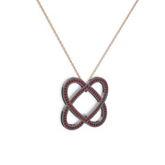 Garnet 925 ayar siyah rodyum kaplama gümüş kolye (40 cm gümüş rolo zincir)