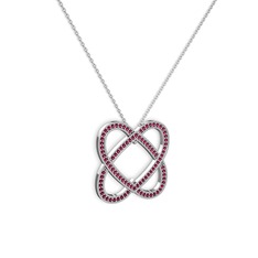 Rodolit garnet 18 ayar beyaz altın kolye (40 cm beyaz altın rolo zincir)
