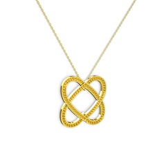 Taşlı Çift Kalp Kolye - Sitrin 14 ayar altın kolye (40 cm altın rolo zincir) #bfduul