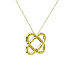 Taşlı Çift Kalp Kolye - Peridot 14 ayar altın kolye (40 cm altın rolo zincir) #bq7crb