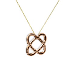 Siyah zirkon 18 ayar rose altın kolye (40 cm gümüş rolo zincir)