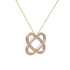 Akuamarin 18 ayar rose altın kolye (40 cm gümüş rolo zincir)