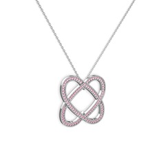 Pembe kuvars 925 ayar gümüş kolye (40 cm gümüş rolo zincir)