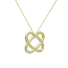 Taşlı Çift Kalp Kolye - Akuamarin 18 ayar altın kolye (40 cm altın rolo zincir) #ql956b