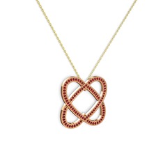 Taşlı Çift Kalp Kolye - Garnet 925 ayar rose altın kaplama gümüş kolye (40 cm gümüş rolo zincir) #ucch8a