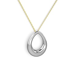 Su Damlası Kolye - 925 ayar gümüş kolye (40 cm altın rolo zincir) #1hh4jog