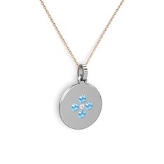 Swarovski ve akuamarin 925 ayar gümüş kolye (40 cm gümüş rolo zincir)