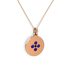 Gardenia Çiçek Kolye - Siyah zirkon ve lab safir 14 ayar rose altın kolye (40 cm gümüş rolo zincir) #12yqzdi