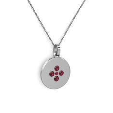 Rodolit garnet 18 ayar beyaz altın kolye (40 cm gümüş rolo zincir)