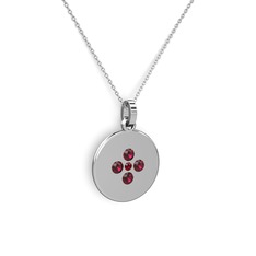 Gardenia Çiçek Kolye - Garnet ve rodolit garnet 8 ayar beyaz altın kolye (40 cm gümüş rolo zincir) #1a6vo2a