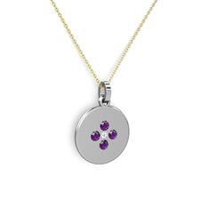 Swarovski ve ametist 8 ayar beyaz altın kolye (40 cm gümüş rolo zincir)