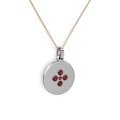 Gardenia Çiçek Kolye - Rodolit garnet 925 ayar gümüş kolye (40 cm gümüş rolo zincir) #1nuv16s