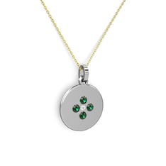 Swarovski ve yeşil kuvars 8 ayar beyaz altın kolye (40 cm altın rolo zincir)