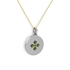 Yeşil kuvars ve peridot 925 ayar gümüş kolye (40 cm altın rolo zincir)