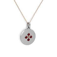 Dumanlı kuvars ve garnet 925 ayar gümüş kolye (40 cm gümüş rolo zincir)