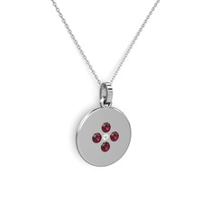 Gardenia Çiçek Kolye - Beyaz zirkon ve rodolit garnet 14 ayar beyaz altın kolye (40 cm gümüş rolo zincir) #1wdgay3