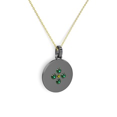Gardenia Çiçek Kolye - Peridot ve yeşil kuvars 925 ayar siyah rodyum kaplama gümüş kolye (40 cm altın rolo zincir) #1ybqocu