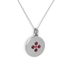 Gardenia Çiçek Kolye - Kök yakut ve rodolit garnet 18 ayar beyaz altın kolye (40 cm beyaz altın rolo zincir) #4nvvto