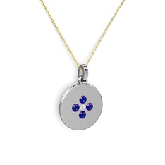 Gardenia Çiçek Kolye - Swarovski ve lab safir 925 ayar gümüş kolye (40 cm altın rolo zincir) #95z9re