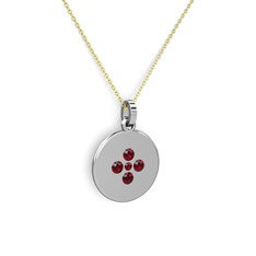Garnet 14 ayar beyaz altın kolye (40 cm gümüş rolo zincir)