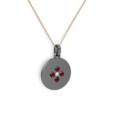 Gardenia Çiçek Kolye - Swarovski ve garnet 925 ayar siyah rodyum kaplama gümüş kolye (40 cm rose altın rolo zincir) #brw0i3