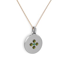 Yeşil kuvars ve peridot 925 ayar gümüş kolye (40 cm gümüş rolo zincir)