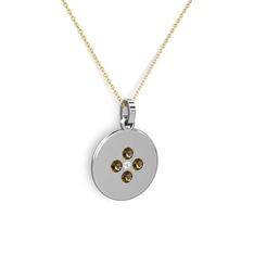Gardenia Çiçek Kolye - Swarovski ve dumanlı kuvars 8 ayar beyaz altın kolye (40 cm altın rolo zincir) #isk2kw