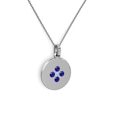 Akuamarin ve lab safir 18 ayar beyaz altın kolye (40 cm gümüş rolo zincir)