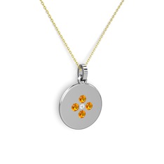 Swarovski ve sitrin 925 ayar gümüş kolye (40 cm gümüş rolo zincir)