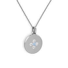 Gardenia Çiçek Kolye - Akuamarin ve swarovski 14 ayar beyaz altın kolye (40 cm gümüş rolo zincir) #qudvf0