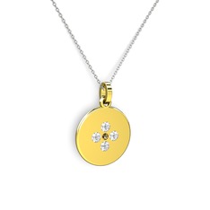 Gardenia Çiçek Kolye - Dumanlı kuvars ve swarovski 14 ayar altın kolye (40 cm gümüş rolo zincir) #t09k76