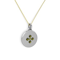 Peridot 8 ayar beyaz altın kolye (40 cm altın rolo zincir)