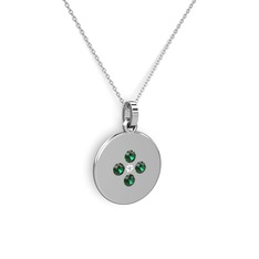 Swarovski ve yeşil kuvars 18 ayar beyaz altın kolye (40 cm beyaz altın rolo zincir)