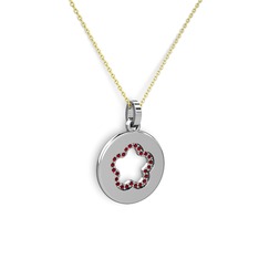 Garnet 925 ayar gümüş kolye (40 cm altın rolo zincir)