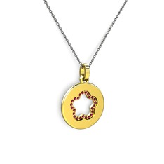 Nina Taşlı Çiçek Kolye - Rodolit garnet 14 ayar altın kolye (40 cm gümüş rolo zincir) #17k1s4h
