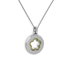 Nina Taşlı Çiçek Kolye - Peridot 925 ayar gümüş kolye (40 cm gümüş rolo zincir) #1dl0ygn