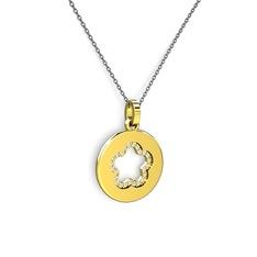 Nina Taşlı Çiçek Kolye - Pırlanta 8 ayar altın kolye (0.22 karat, 40 cm gümüş rolo zincir) #1hjvwb7