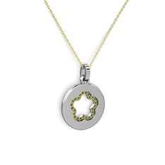 Nina Taşlı Çiçek Kolye - Peridot 925 ayar gümüş kolye (40 cm gümüş rolo zincir) #1me5ehe