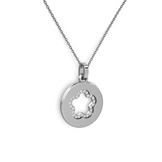 Swarovski 18 ayar beyaz altın kolye (40 cm gümüş rolo zincir)