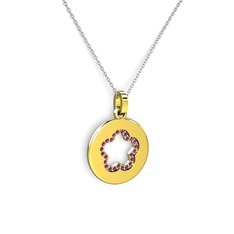 Nina Taşlı Çiçek Kolye - Ametist 925 ayar altın kaplama gümüş kolye (40 cm beyaz altın rolo zincir) #1q8s68z