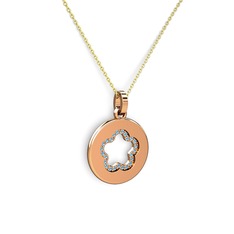 Akuamarin 18 ayar rose altın kolye (40 cm altın rolo zincir)