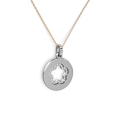 Pırlanta 925 ayar gümüş kolye (0.22 karat, 40 cm rose altın rolo zincir)