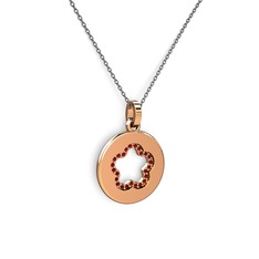 Garnet 14 ayar rose altın kolye (40 cm gümüş rolo zincir)