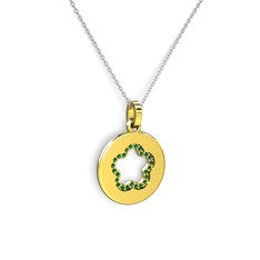 Nina Taşlı Çiçek Kolye - Yeşil kuvars 925 ayar altın kaplama gümüş kolye (40 cm beyaz altın rolo zincir) #20s9pw