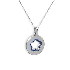 Nina Taşlı Çiçek Kolye - Lab safir 18 ayar beyaz altın kolye (40 cm beyaz altın rolo zincir) #amtdfk