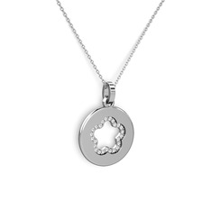 Nina Taşlı Çiçek Kolye - Swarovski 18 ayar beyaz altın kolye (40 cm beyaz altın rolo zincir) #c7dnl4