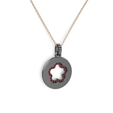 Garnet 925 ayar siyah rodyum kaplama gümüş kolye (40 cm gümüş rolo zincir)