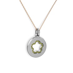 Nina Taşlı Çiçek Kolye - Peridot 925 ayar gümüş kolye (40 cm rose altın rolo zincir) #gezhgd