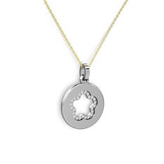 Nina Taşlı Çiçek Kolye - Swarovski 8 ayar beyaz altın kolye (40 cm altın rolo zincir) #iqau8f