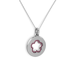 Rodolit garnet 925 ayar gümüş kolye (40 cm beyaz altın rolo zincir)